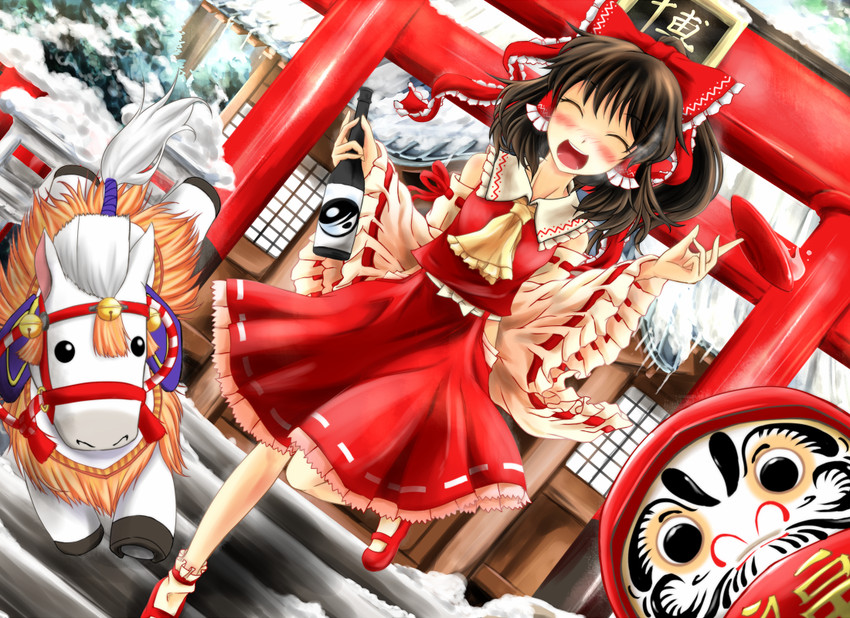 hakurei reimu (touhou) drawn by tamasan