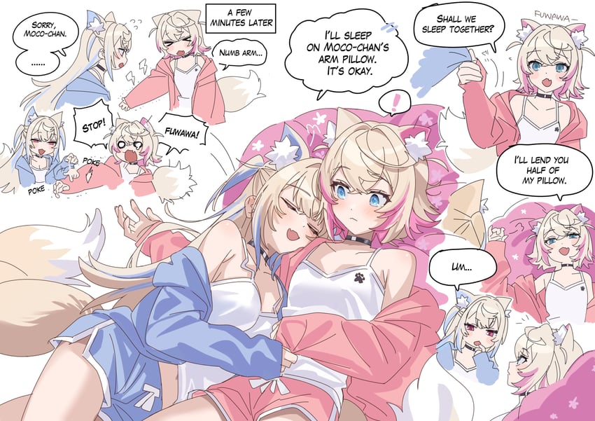 fuwawa abyssgard and mococo abyssgard (hololive and 1 more) drawn by yomosaka