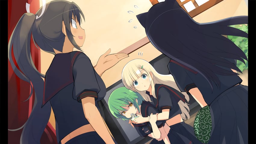 hikage, homura, yomi, and mirai (senran kagura and 1 more) drawn by yaegashi_nan