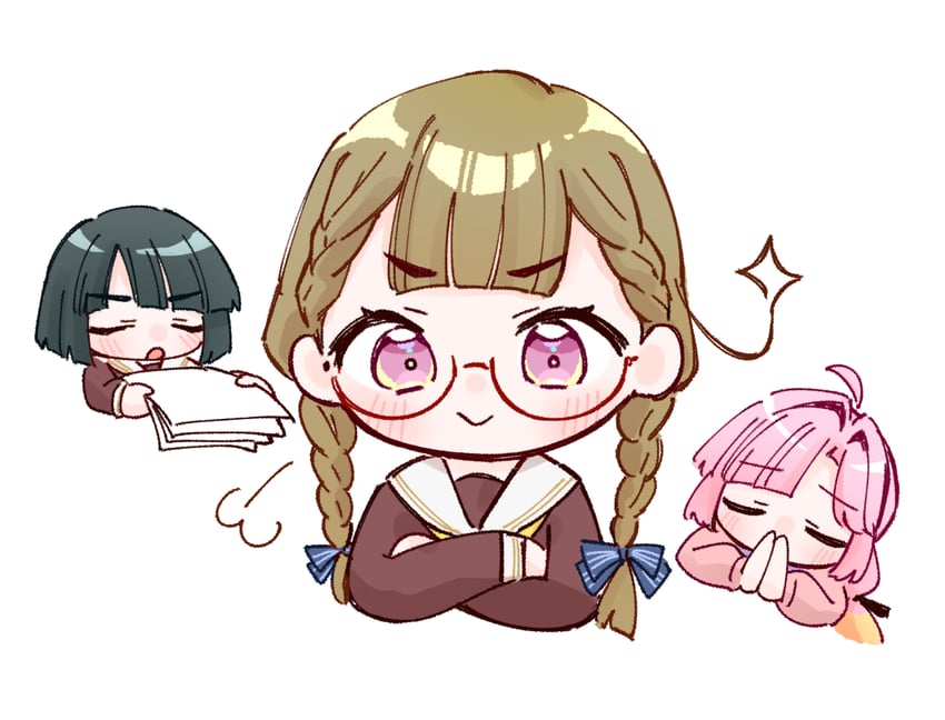 momose ginko, anyoji hime, and kachimachi kosuzu (love live! and 1 more) drawn by zangemiya