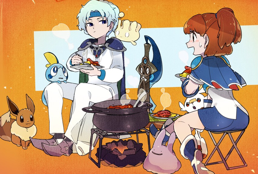 eevee, scorbunny, sobble, arle nadja, ditto, and 3 more (pokemon and 2 more) drawn by idkuroi