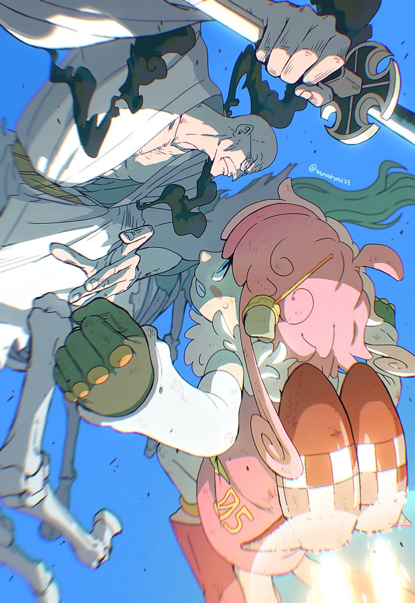 ethan-baron v. nusjuro and vegapunk atlas (one piece) drawn by tanaka_(tanakya123)
