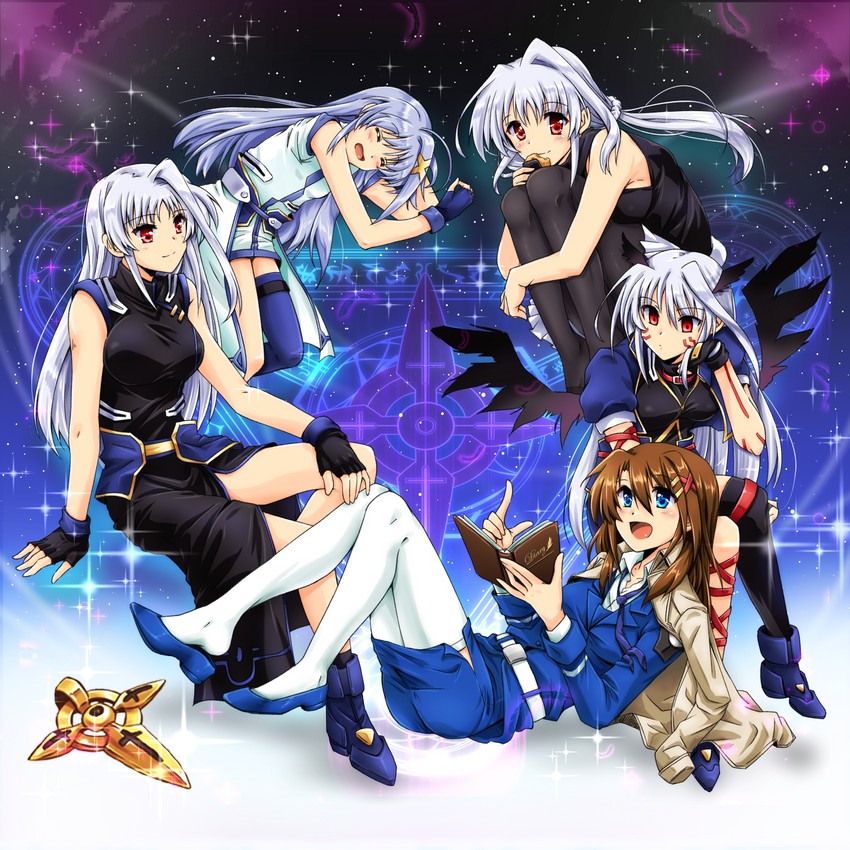 yagami hayate, reinforce zwei, reinforce, and schwertkreuz (lyrical nanoha and 6 more) drawn by san-pon