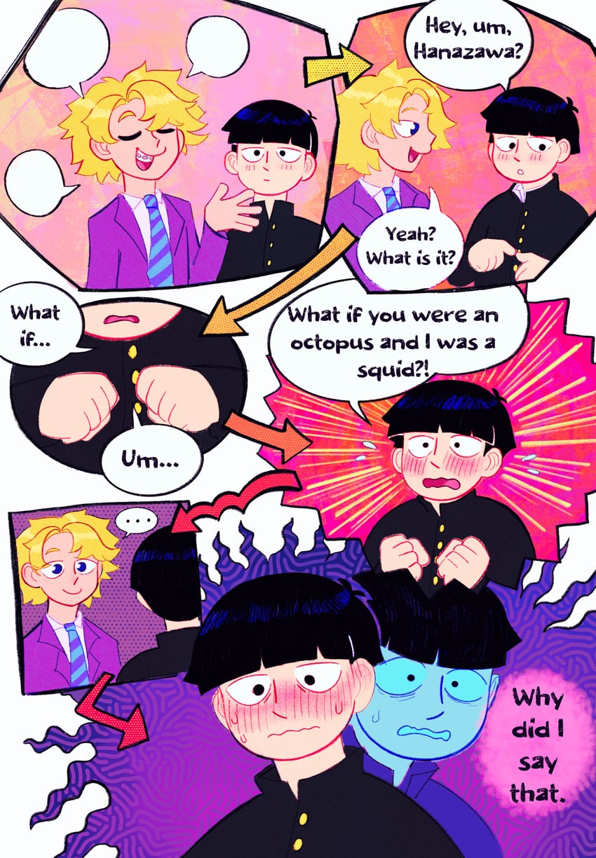 kageyama shigeo and hanazawa teruki (mob psycho 100) drawn by purblethinkin