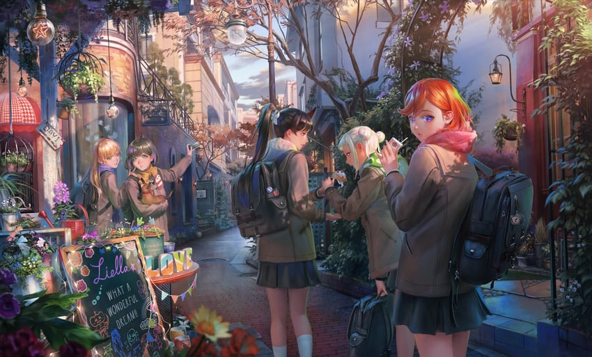 shibuya kanon, heanna sumire, tang keke, arashi chisato, and hazuki ren (love live! and 1 more) drawn by namako_mikan