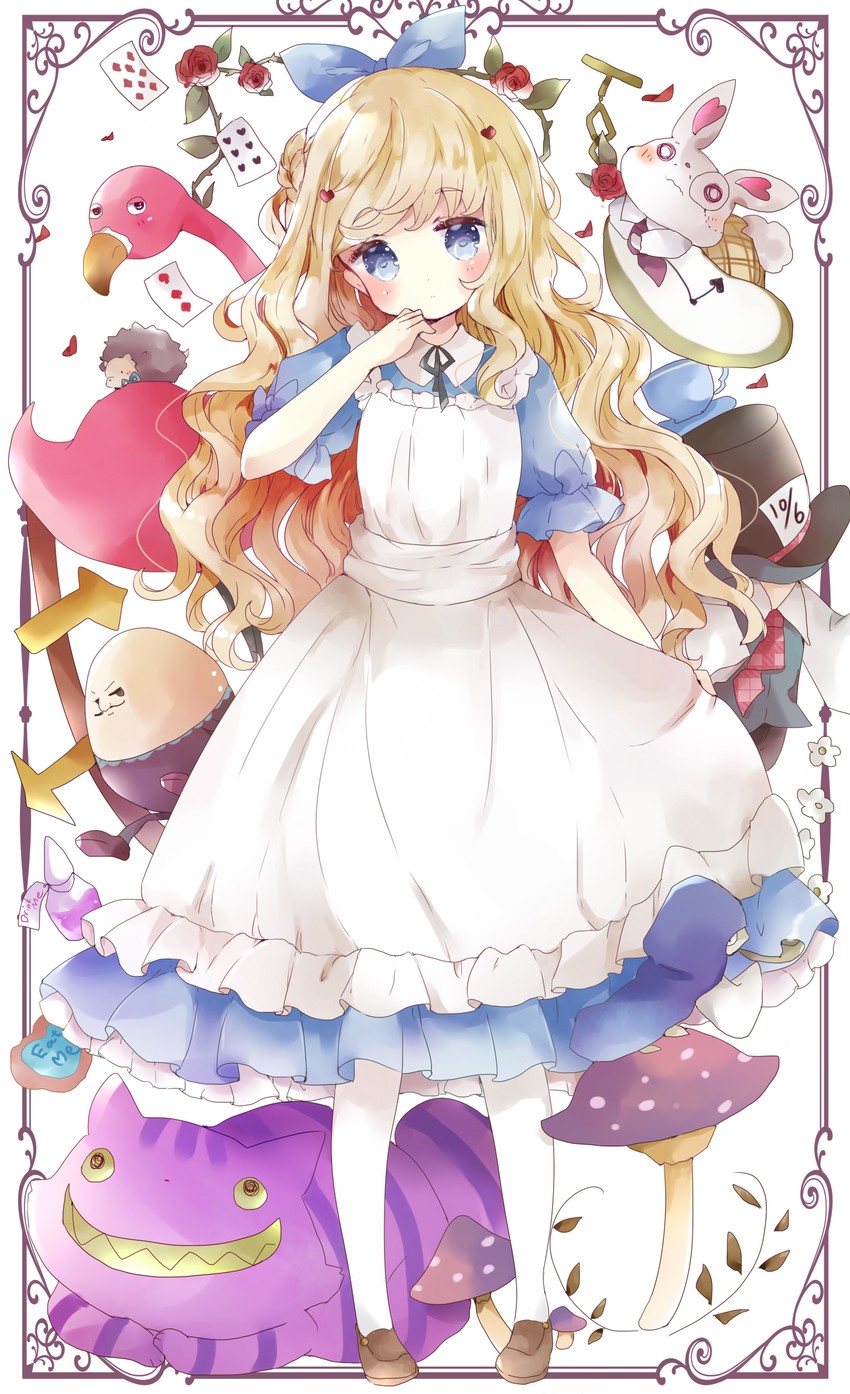alice, white rabbit, cheshire cat, mad hatter, caterpillar, and 1 more (alice's adventures in wonderland) drawn by tsukiyo_(skymint)