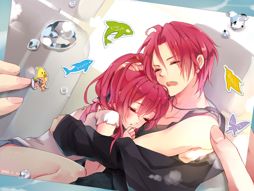 matsuoka rin and matsuoka gou (free!) drawn by tukino_(panna)