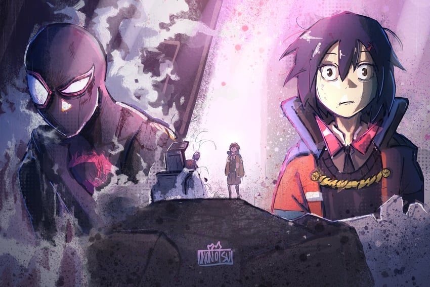 simon, peni parker, and spider-man (marvel and 4 more) drawn by ononotsu