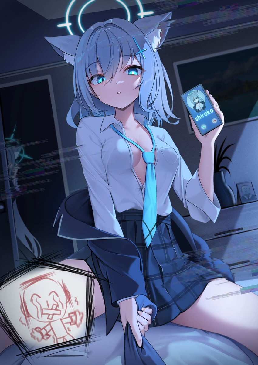 sensei, doodle sensei, shiroko, and shiroko terror (blue archive) drawn by li_se