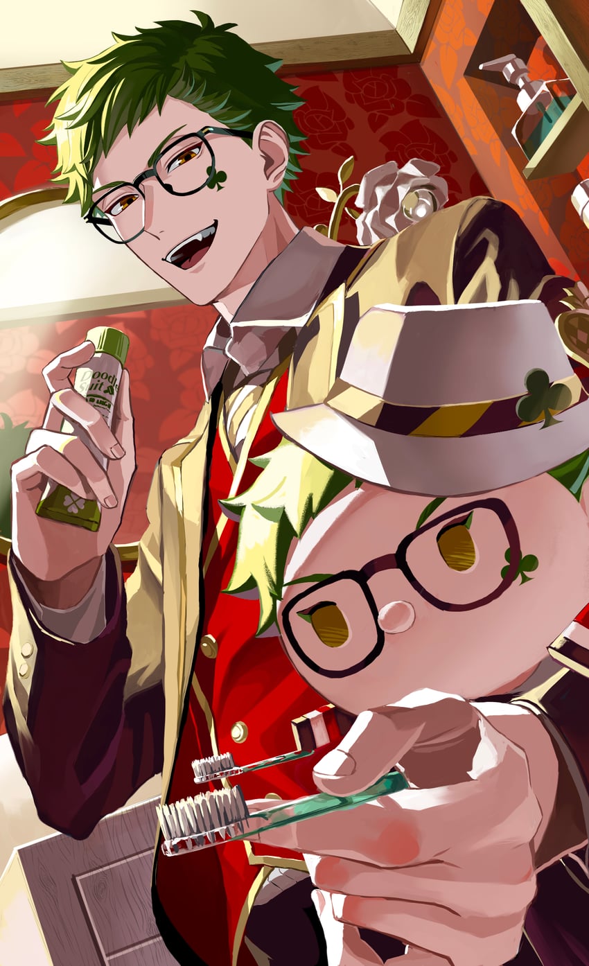trey clover (twisted wonderland and 1 more) drawn by chikuwa_glasses