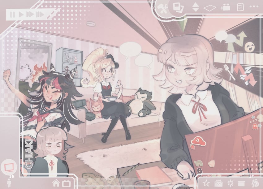 hatsune miku, nanami chiaki, komaeda nagito, mario, luigi, and 8 more (pokemon and 8 more) drawn by blueofthesunset