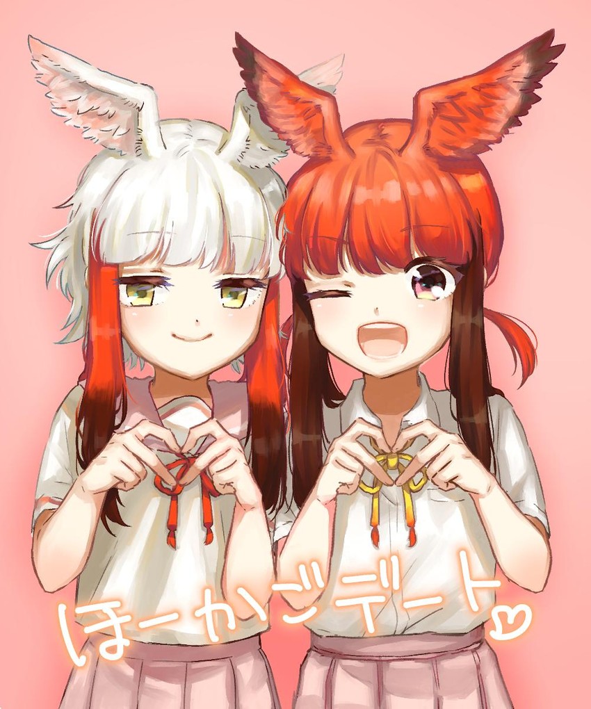 japanese crested ibis and scarlet ibis (kemono friends) drawn by moeki_(moeki0329)
