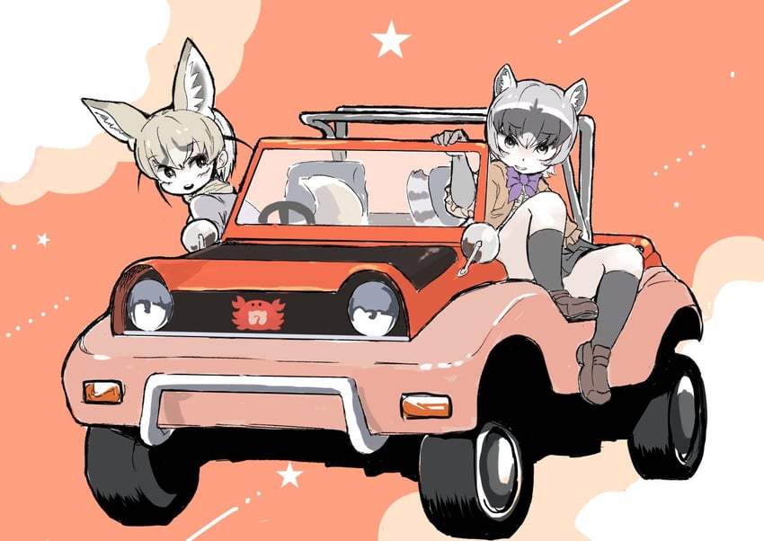 rueppell's fox and crab-eating raccoon (kemono friends and 1 more) drawn by nenkou-san