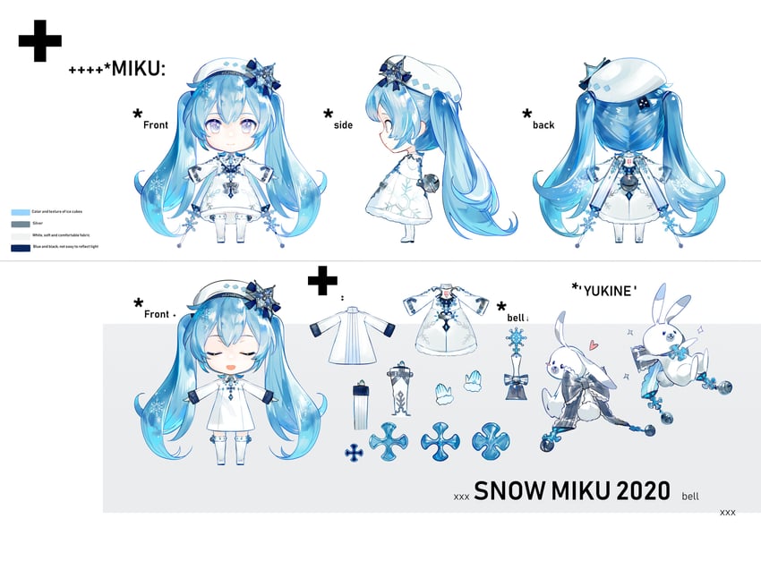 hatsune miku, yuki miku, and rabbit yukine (vocaloid) drawn by yyb