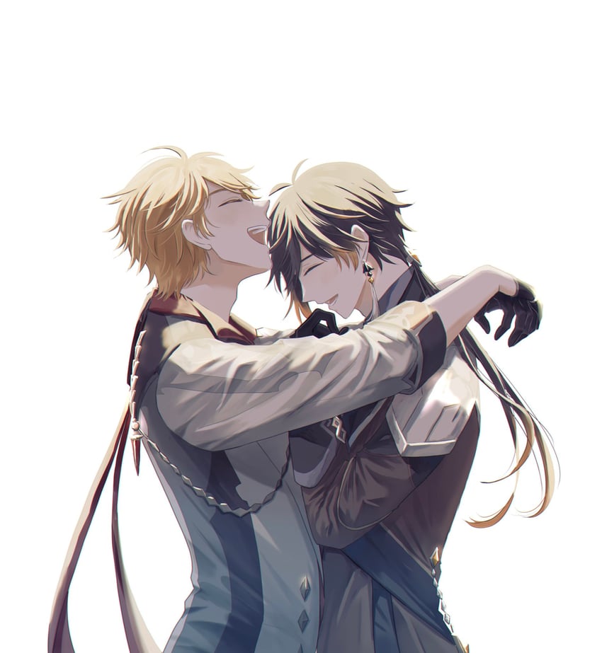zhongli and tartaglia (genshin impact) drawn by uoo_minagiru