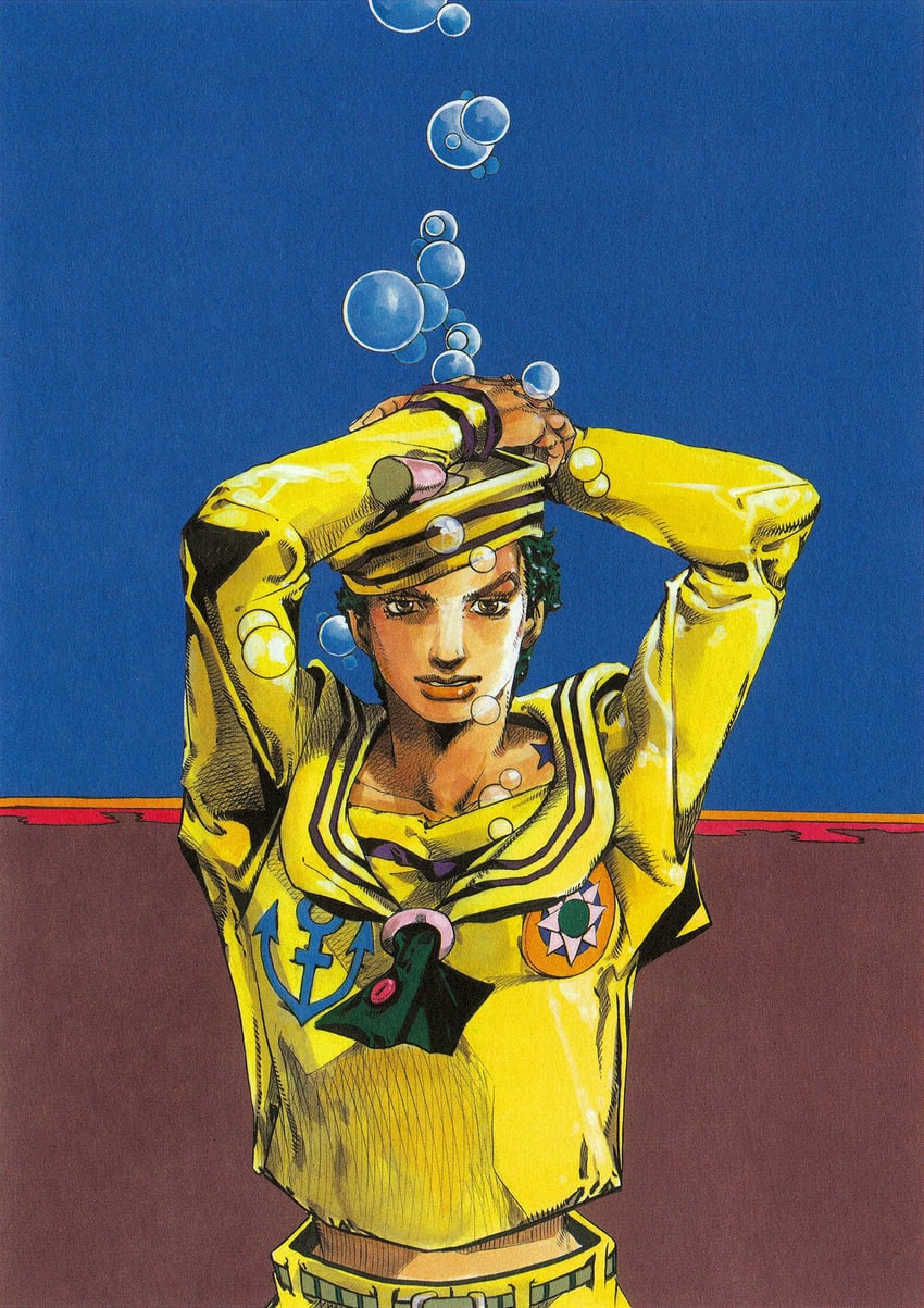 higashikata josuke (jojo no kimyou na bouken and 1 more) drawn by araki_hirohiko