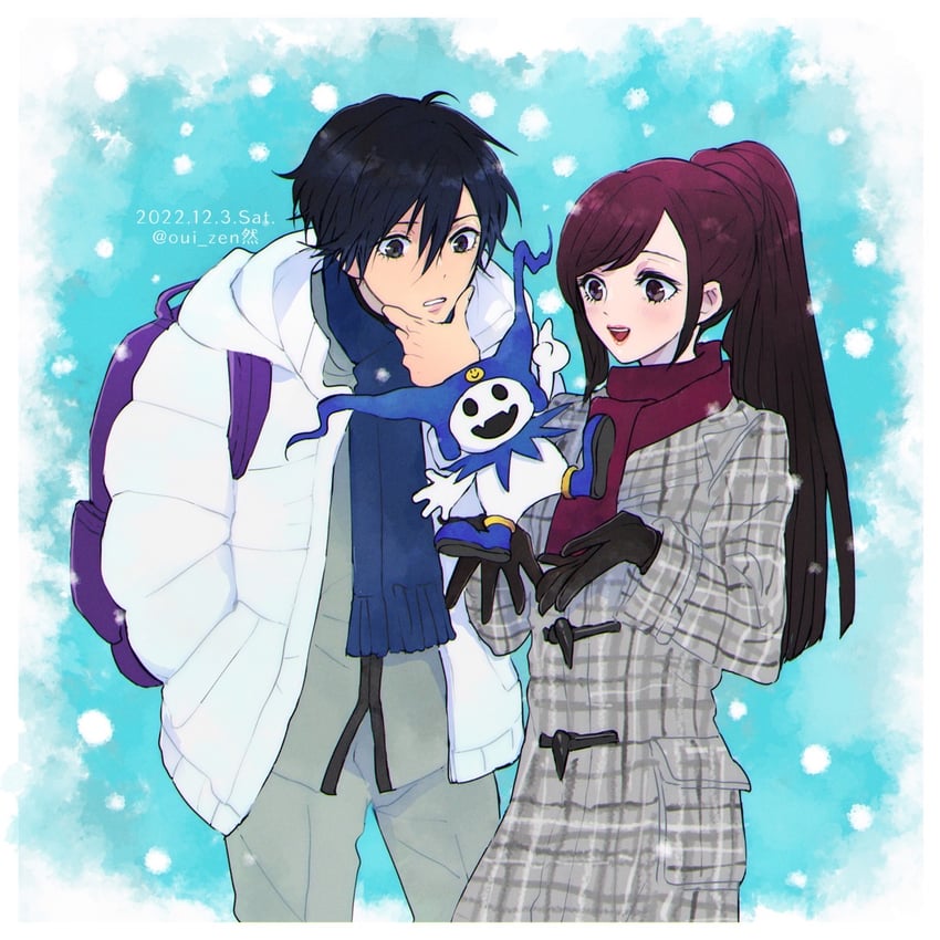 jack frost, toudou naoya, and kirishima eriko (persona and 1 more) drawn by oui_zen