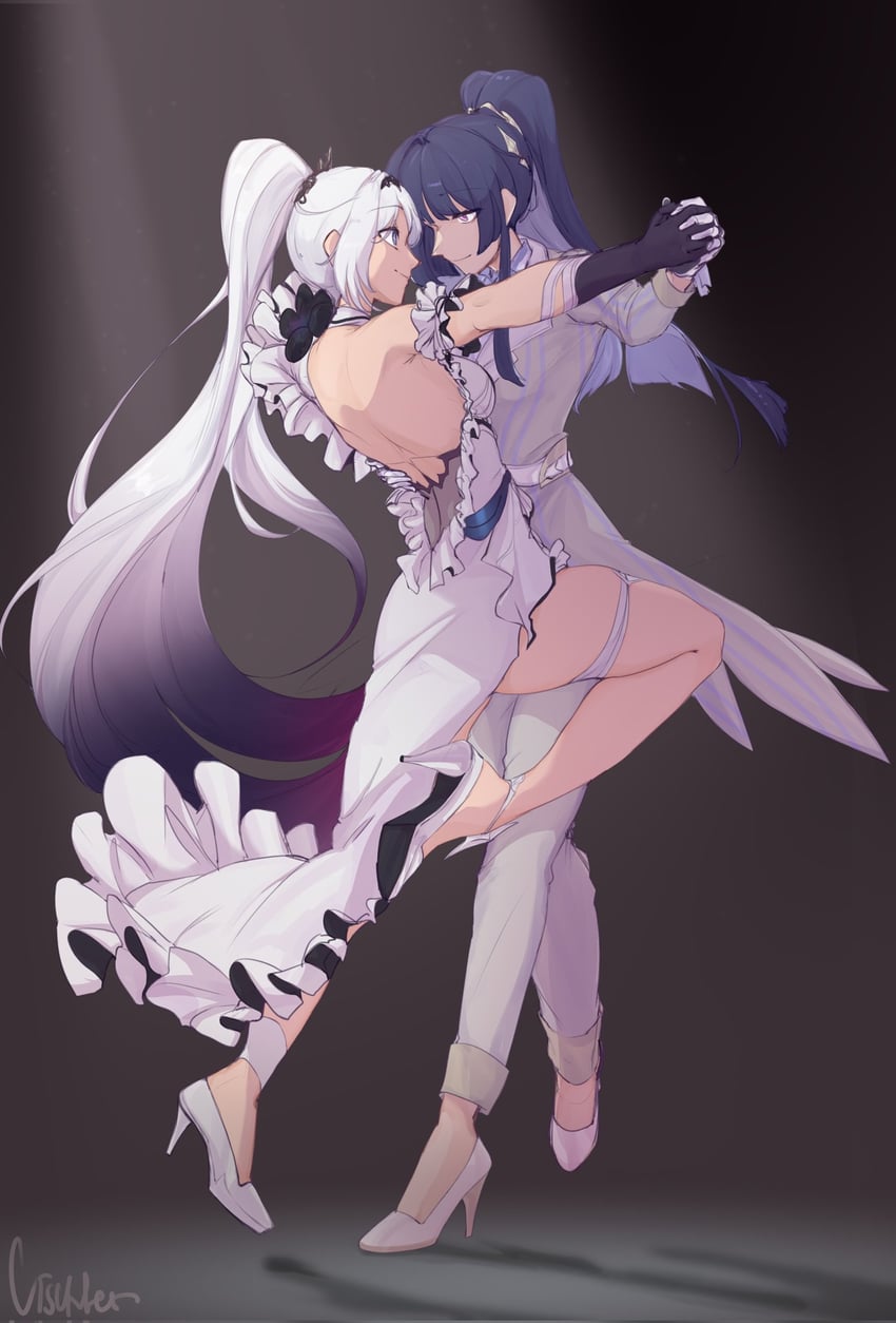 kiana kaslana and raiden mei (honkai and 1 more) drawn by vi_sh_l_er