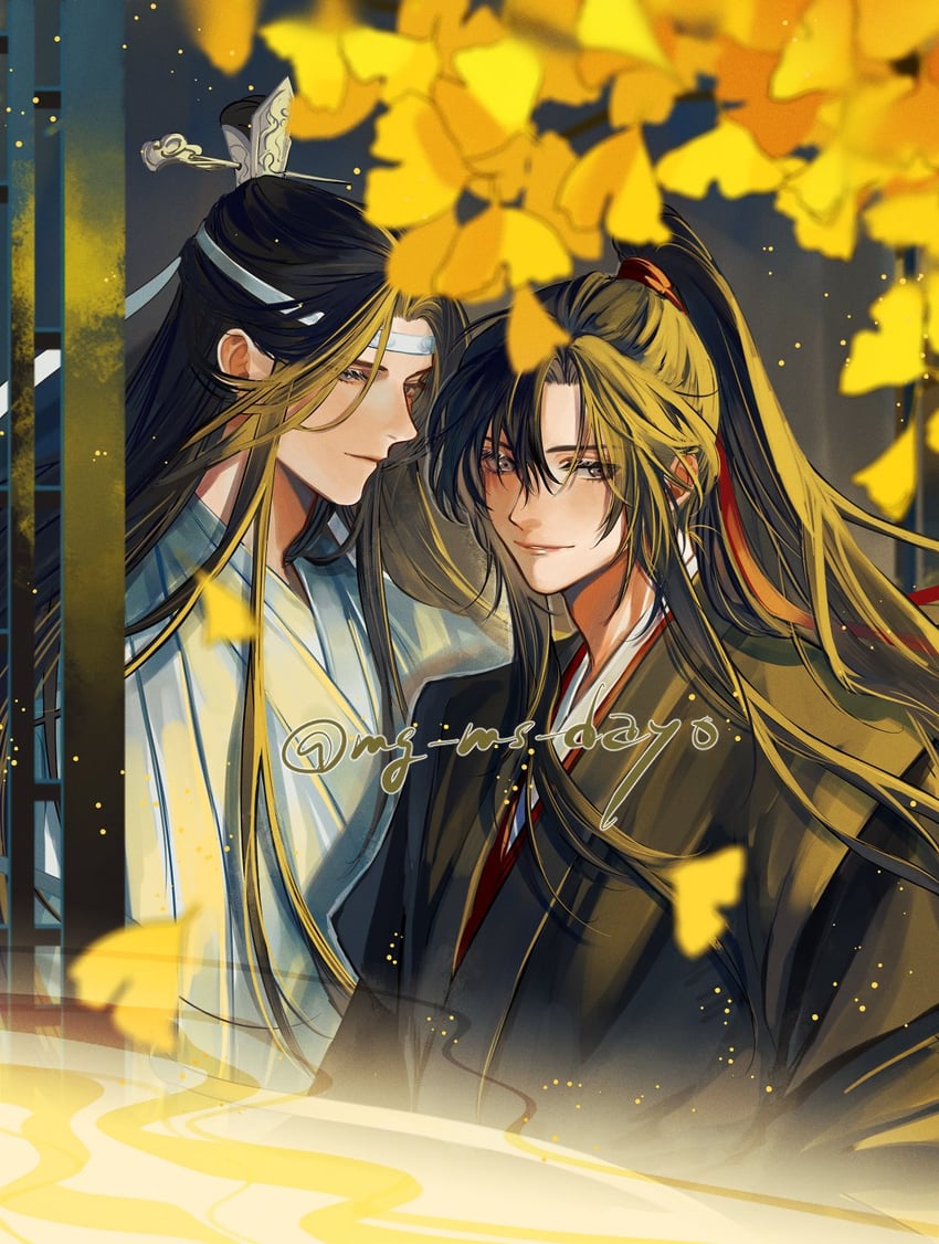wei wuxian and lan wangji (modao zushi) drawn by mg_ms_dayo