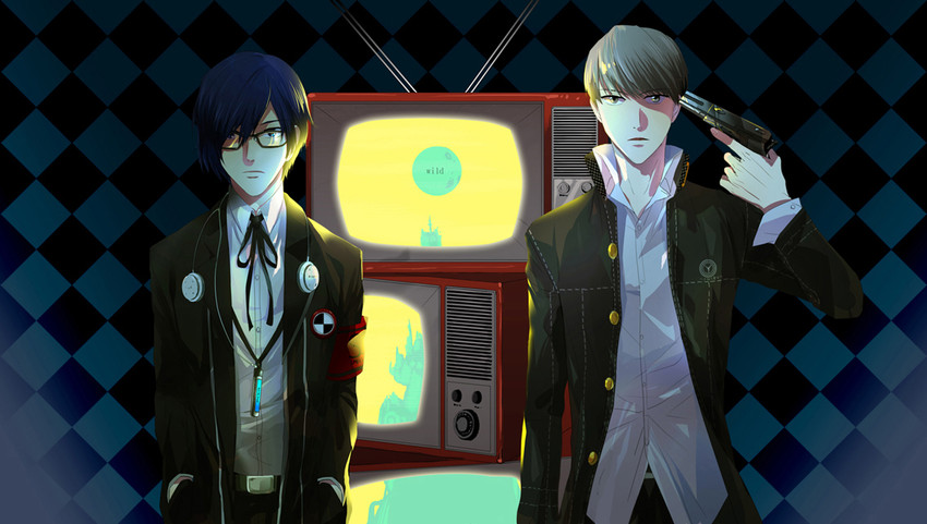 narukami yu and yuuki makoto (persona and 2 more) drawn by yomirane