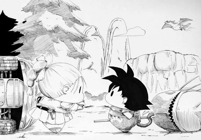 son goku and bulma (dragon ball) drawn by by_tsume