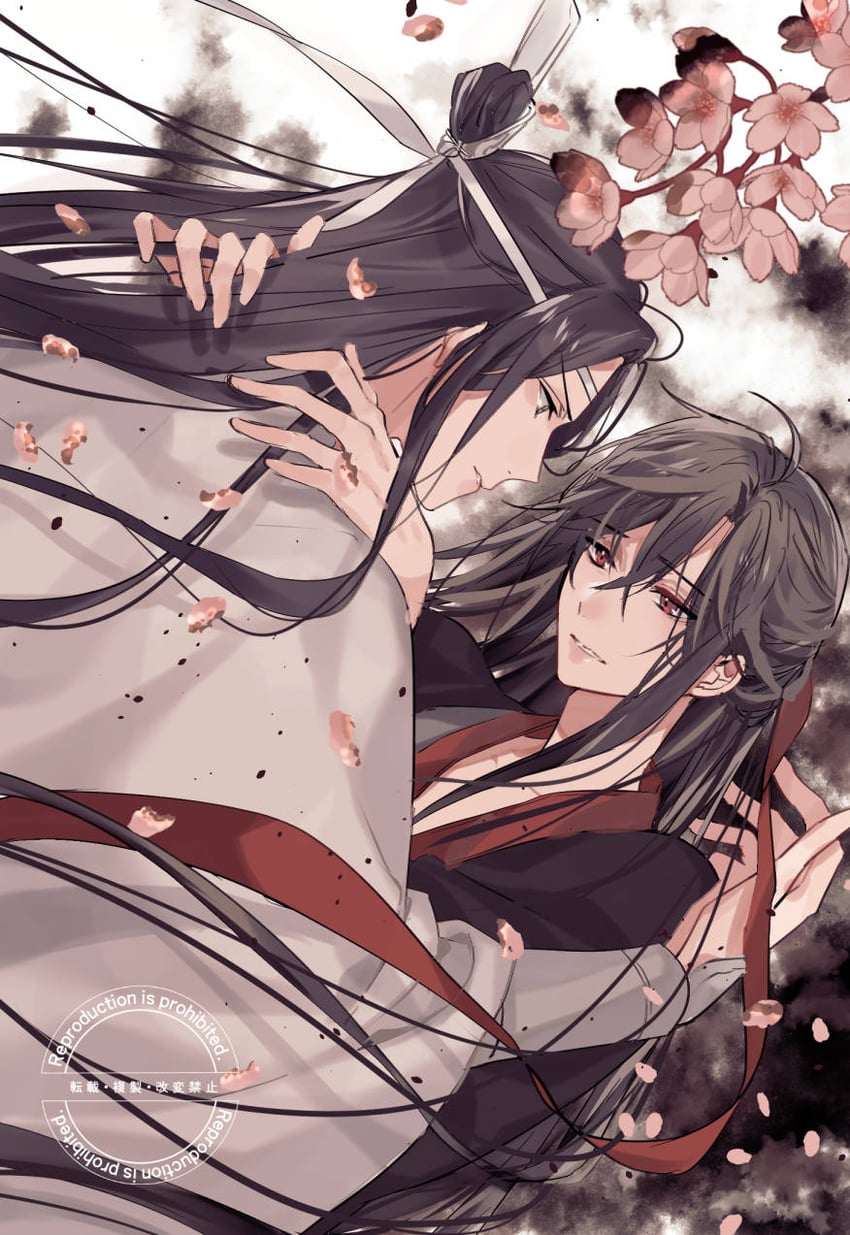 wei wuxian and lan wangji (modao zushi) drawn by hyottokoane