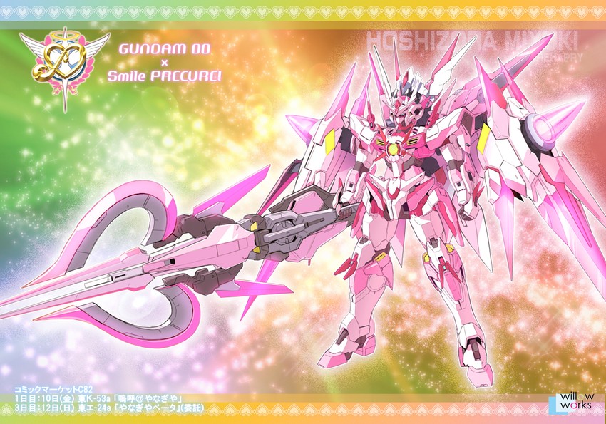 cure happy and 00 qan[t] (gundam and 3 more) drawn by yanagi_joe