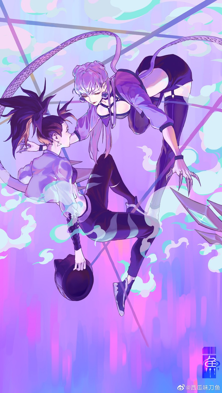 akali, evelynn, k/da all out evelynn, and k/da all out akali (league of legends) drawn by watermelon_saury