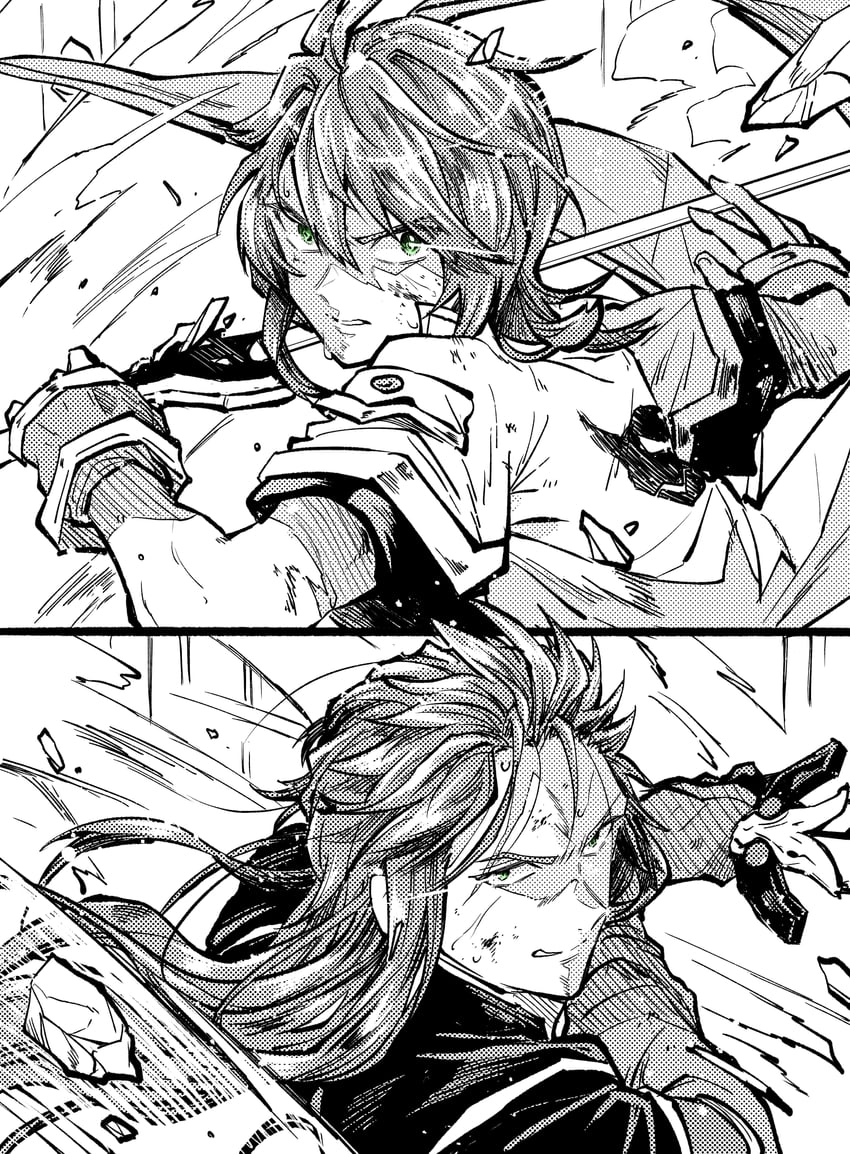 luke fon fabre and asch (tales of and 1 more) drawn by kudou_makoto