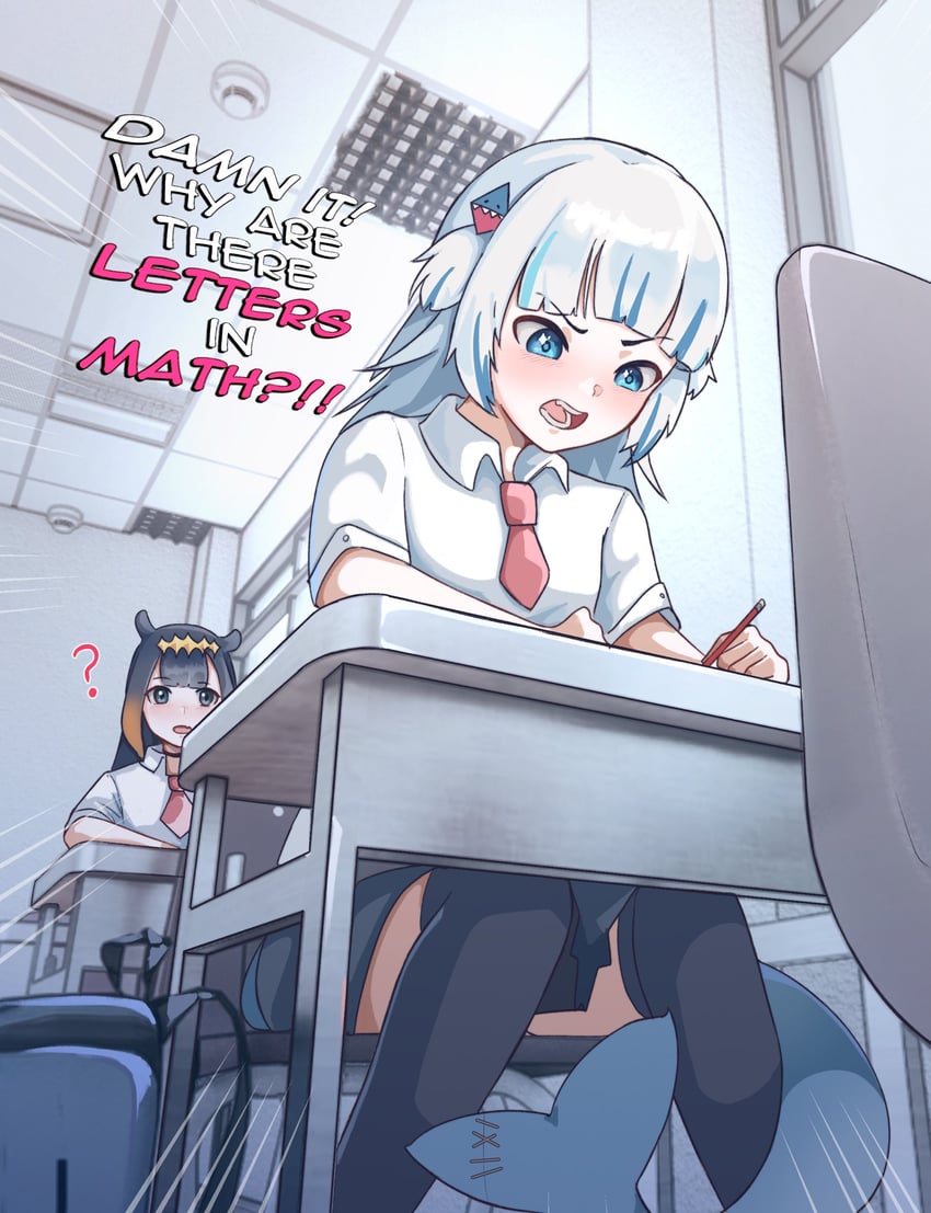 gawr gura and ninomae ina'nis (hololive and 1 more) drawn by scie_art