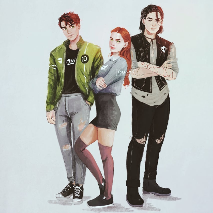 gwen tennyson, ben tennyson, and kevin levin (ben 10 and 1 more) drawn by tasiams