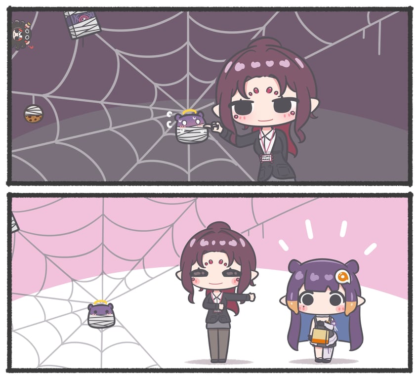 ninomae ina'nis, hakos baelz, takodachi, ao-chan, spider baelz, and 1 more (hololive and 2 more) drawn by mpien