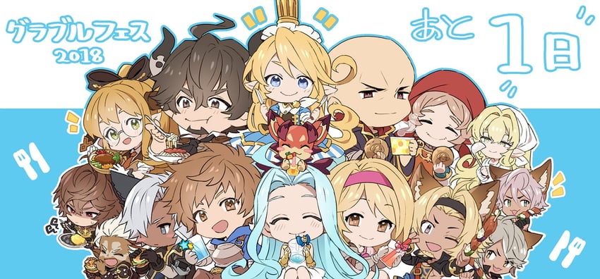 djeeta, gran, sandalphon, lyria, vyrn, and 11 more (granblue fantasy)