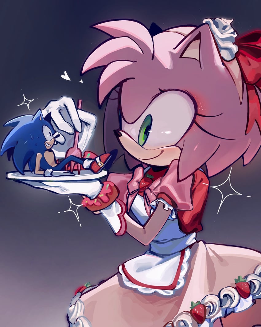 sonic the hedgehog and amy rose (sonic and 2 more) drawn by yenn_une