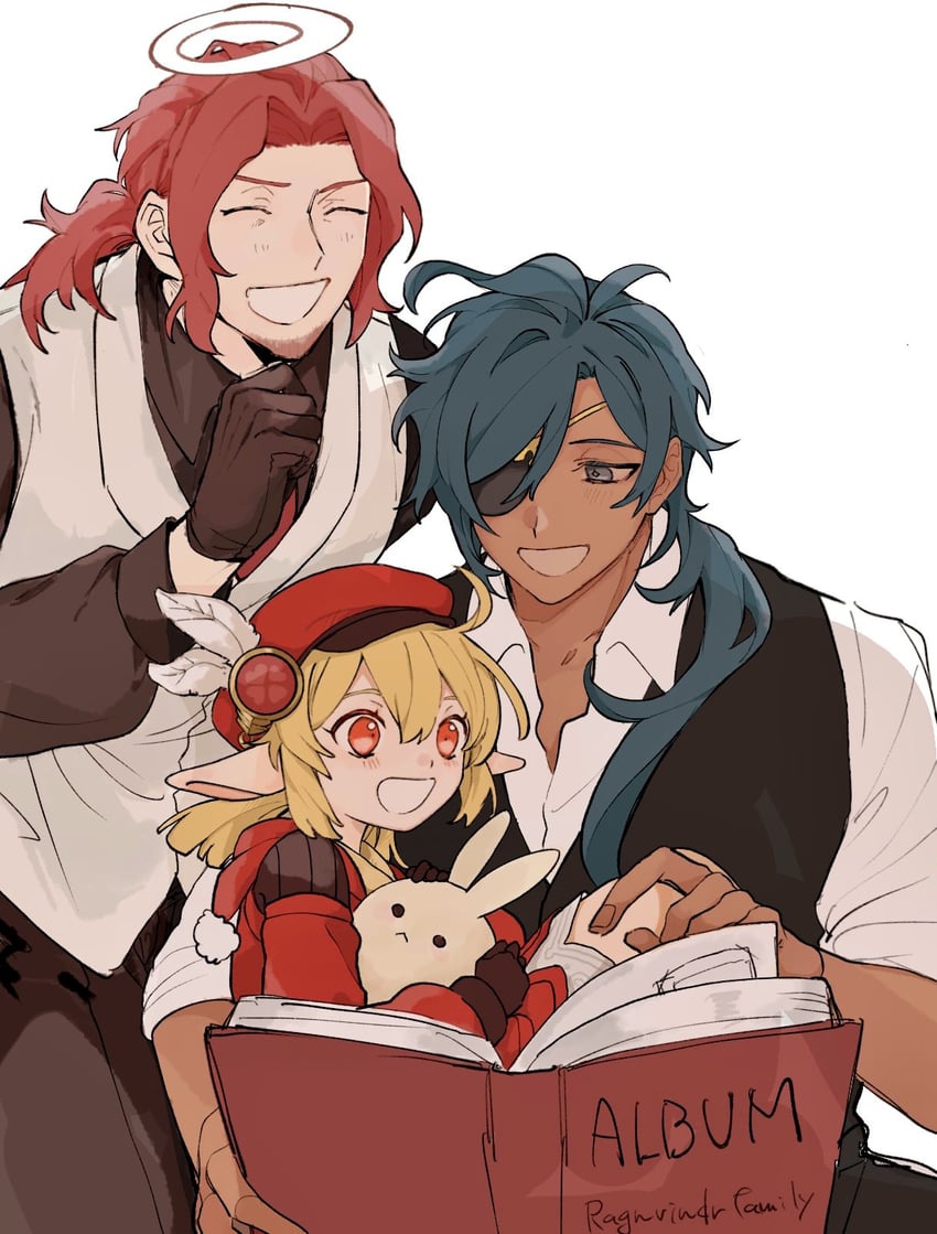 klee, kaeya, dodoco, and crepus (genshin impact) drawn by takotakoone
