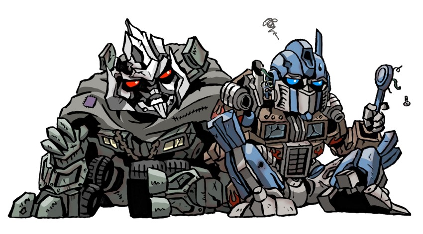 optimus prime and megatron (transformers and 2 more) drawn by beni_(nikaidera)