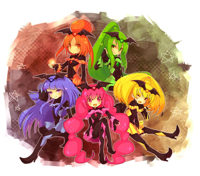 bad end happy, bad end peace, bad end beauty, bad end march, and bad end sunny (precure and 1 more) drawn by maruna_(maru01)