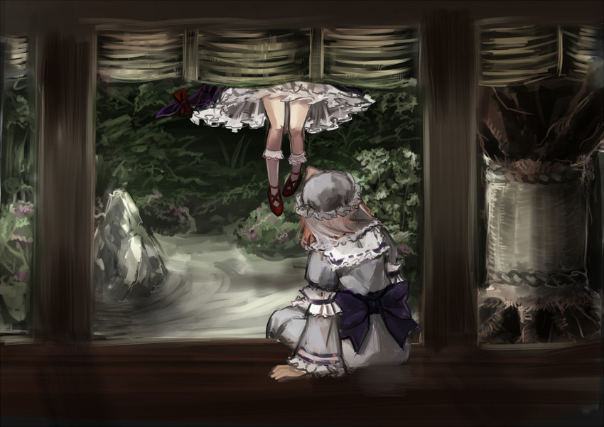 yakumo yukari, saigyouji yuyuko, and saigyou ayakashi (touhou) drawn by te_okure
