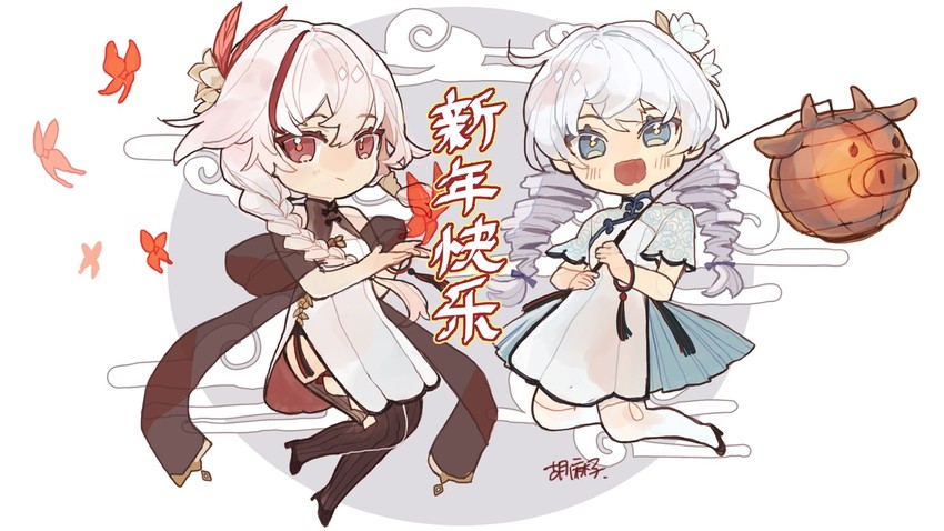 kiana kaslana and fu hua (honkai and 1 more) drawn by mogomaco