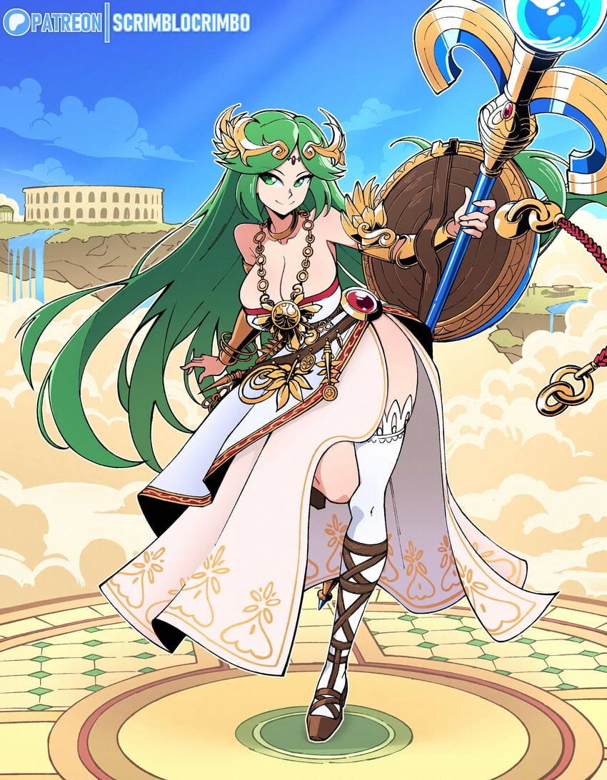 palutena (kid icarus and 1 more) drawn by scrimblocrimbo
