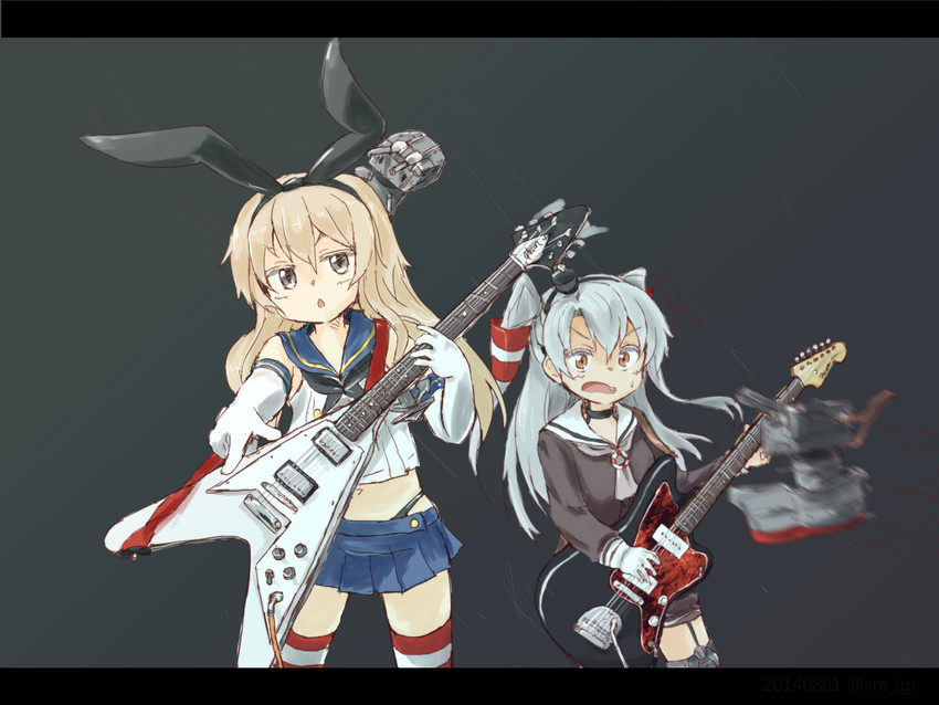 shimakaze, amatsukaze, rensouhou-chan, and rensouhou-kun (kantai collection) drawn by ice_(icegray)