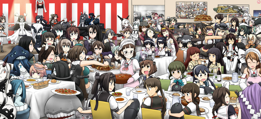 kaga, shigure, kongou, akagi, yuudachi, and 91 more (kantai collection) drawn by hamu_koutarou