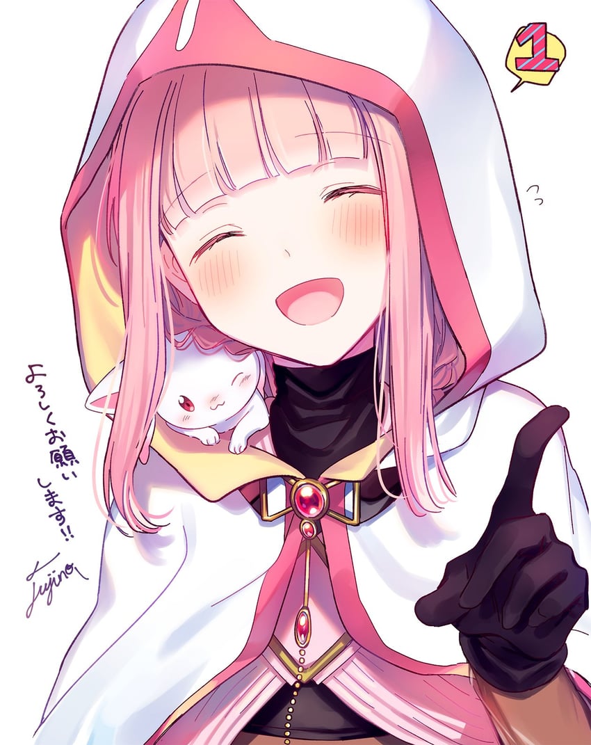 tamaki iroha and small kyubey (mahou shoujo madoka magica and 1 more) drawn by fuji_fujino