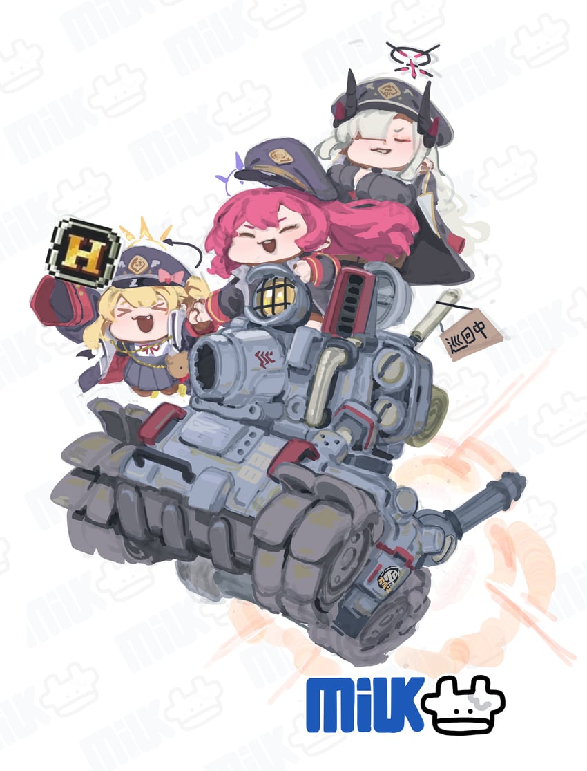 ibuki, iroha, and makoto (blue archive and 1 more) drawn by niunaigaoban