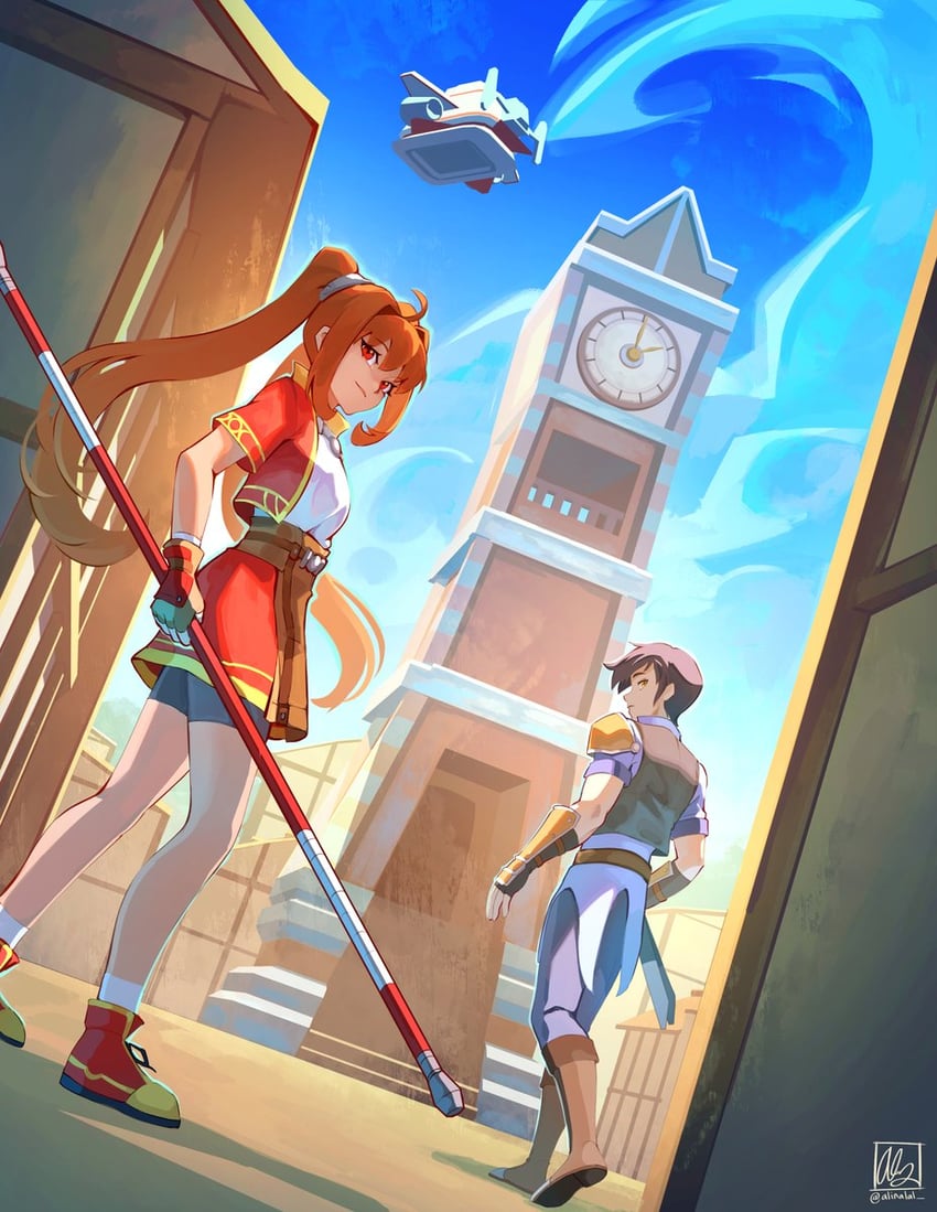 estelle bright and joshua bright (eiyuu densetsu and 1 more) drawn by alina_l