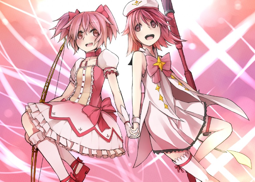 kaname madoka and subaru (mahou shoujo madoka magica and 1 more) drawn by en@rain
