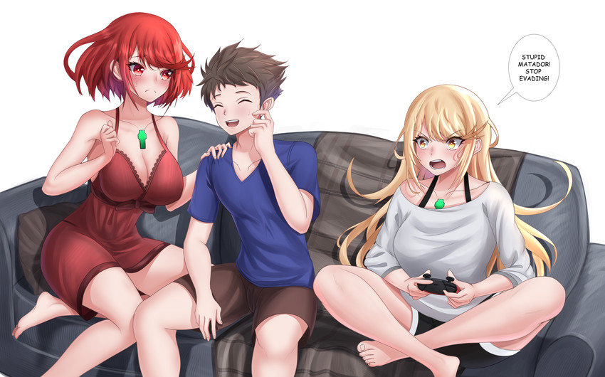 pyra, mythra, and rex (xenoblade chronicles and 1 more) drawn by nithros