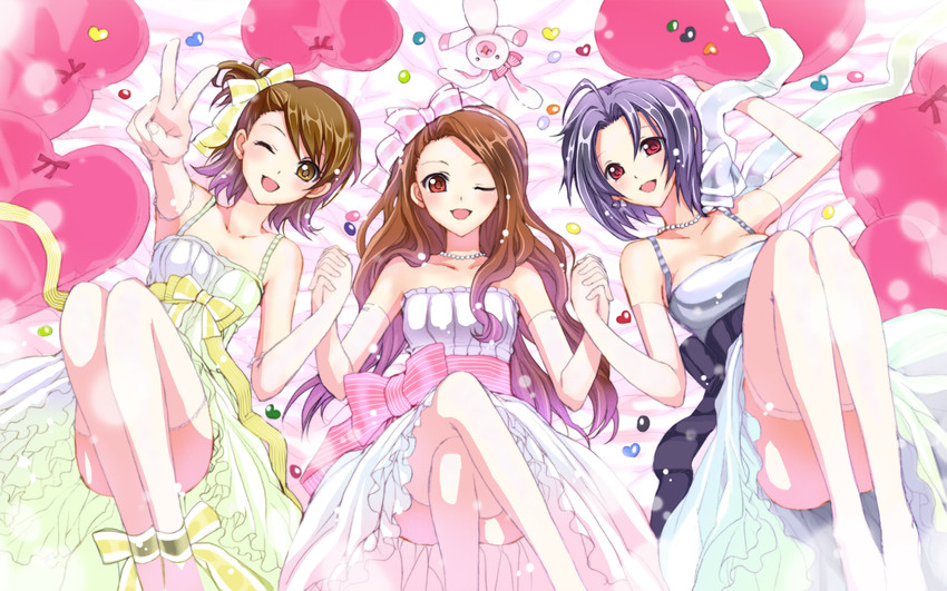 minase iori, miura azusa, futami ami, and usa-chan (idolmaster) drawn by kabkin