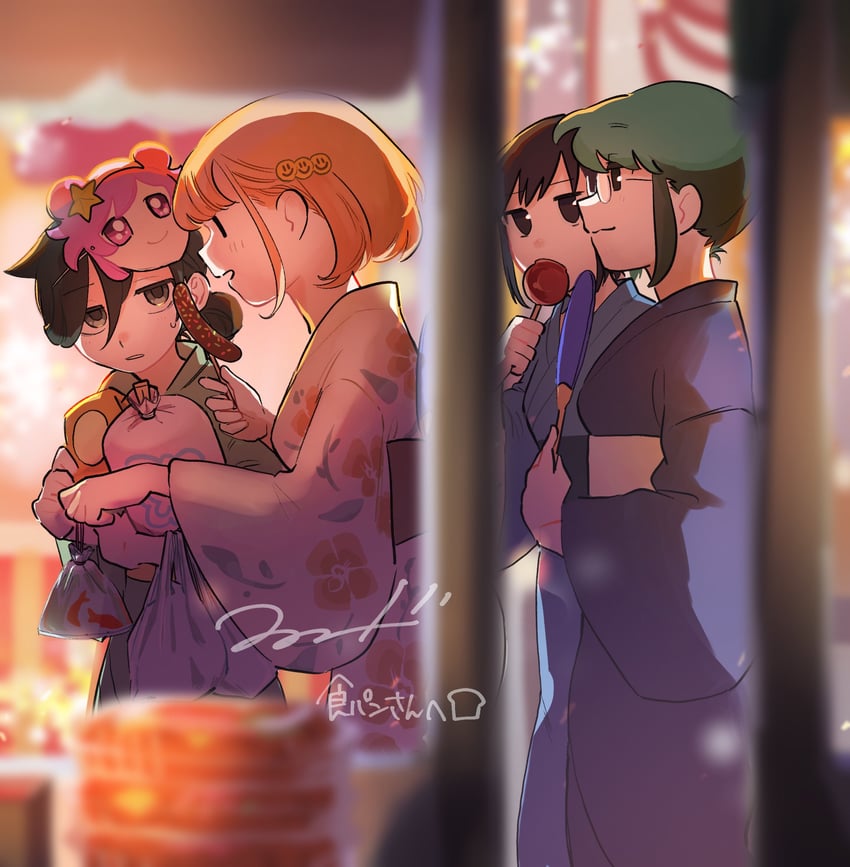 kuroki tomoko, uchi emiri, kayo, and ootonari nagi (watashi ga motenai no wa dou kangaetemo omaera ga warui!) drawn by tsurukoge