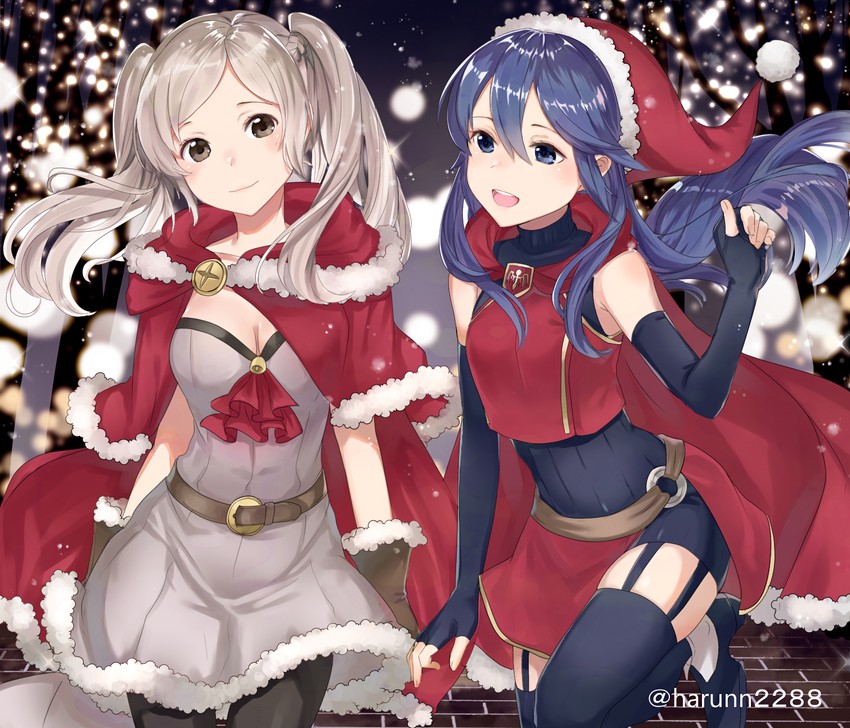 lucina and female robin (fire emblem and 1 more) drawn by haru_(nakajou-28)